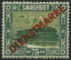 SAARGEBIET D 10PF XXII *, 1922, 75 C. Dunkelbläulichgrün/orangeweiß Mit Abart Punkt Auf Der Einfassunglinie über Innenra - Officials