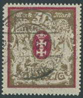 FREIE STADT DANZIG 100Yb O, 1922, 50 M. Lilarot/gold, Wz. 2Y, Pracht, Gepr, Gruber Und Infla, Mi. 300.- - Other & Unclassified