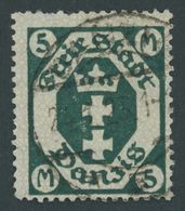 FREIE STADT DANZIG 108Y O, 1922, 5 Pf. Schwärzlichopalgrün, Wz. Liegend., Zeitgerechte Entwertung, Feinst, Kurzbefund Dr - Sonstige & Ohne Zuordnung