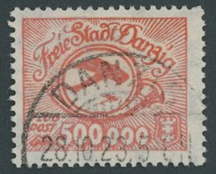 FREIE STADT DANZIG 178 O, 1923, 500000 M. Lebhaftrot, Zeitgerechte Entwertung DANZIG 3, Pracht, Fotobefund Gruber, Mi. 4 - Sonstige & Ohne Zuordnung