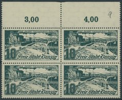 FREIE STADT DANZIG 259a VB **, 1935, 10 Pf. Schwarzopalgrün Im Oberrandviererblock, Postfrisch, Pracht, Fotobefund Grube - Other & Unclassified