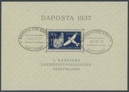 FREIE STADT DANZIG Bl. 2bIII O, 1937, Block DAPOSTA In Schwarzblau Mit Plattenfehler Strich Zwischen S Und T In DAPOSTA, - Other & Unclassified