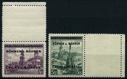 BÖHMEN UND MÄHREN 17LS,18LW **, 1939, 4 Kc. Burg Podiebrad Mit Senkrechtem Leerfeld Und 10 Kc. Pressburg Mit Waagerechte - Unused Stamps