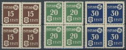 ESTLAND 1-3x VB **, 1941, Landespost, Gestrichenes Papier, In Viererblocks, Postfrisch, Pracht, Mi. 240.- - Besetzungen 1938-45