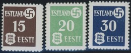 ESTLAND 1-3x,y **, 1941, Landespost, Beide Papiere, Postfrisch, 2 Prachtsätze, Mi. 115.- - Ocupación 1938 – 45