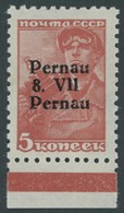 PERNAU 5IV **, 1941, 5 K. Bräunlichrot Mit Aufdruck Pernau/Pernau, Gepr. Krischke Und Kurzbefund Löbbering, Mi. 100.- - Occupazione 1938 – 45