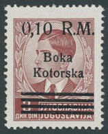 KOTOR 7PF IV **, 1944, 0.10 M. Auf 3 D. Boka Kotorska Mit Aufdruckfehler 0 Der Wertangabe Unten Rechts Offen, Postfrisch - Occupazione 1938 – 45