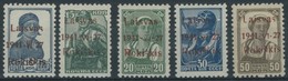 RAKISCHKI 2-6b *, 1941, 10 - 50 K. Freinmarken, Roter Aufdruck, Falzrest, Prachtsatz (5 Werte), Gepr. Huylmans, 50 K. Mi - Occupation 1938-45