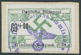 UKRAINE 28 BrfStk, 1944, 60 Pf. Wladimir-Wolynsk, Type I, Prachtbriefstück, Gepr. Zirath, Mi. (150.-) - Besetzungen 1938-45