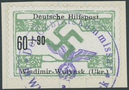 UKRAINE 28 BrfStk, 1944, 60 Pf. Wladimir-Wolynsk, Type II, Prachtbriefstück, Gepr. Zirath, Mi. (150.-) - Besetzungen 1938-45