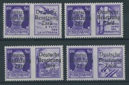 ZARA 20I-IV **, 1943, 50 C. + Propagandafelder, Aufdrucktype II, Postfrisch, 4 Prachtwerte, Fotobefund Brunel, Mi. 300.- - German Occ.: Zara