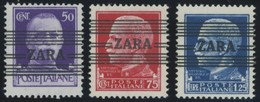 ZARA 32-34 **, 1943, 50 C. - 1.25 L. König Viktor Emanuel, Postfrisch, 3 Prachtwerte, Gepr. Krischke, Mi. 150.- - Deutsche Bes.: Zara