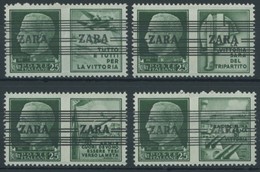 ZARA 35I-IV **, 1943, 25 C. + Propagandafelder, Aufdrucktype I, Postfrisch, 4 Prachtwerte, Fotobefund Kleyman, Mi. 270.- - Occup. Tedesca: Zara