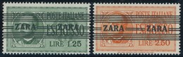 ZARA 37/8 **, 1943, 1.25 Und 2.50 L. Eilmarken, Aufdrucktype I, Postfrisch, 2 Prachtwerte, Fotobefund Kleyman, Mi. 330.- - Ocu. Alemana: Zara