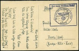 FELDPOST II. WK BELEGE 1940, Feldpost-Ansichtskarte Mit Stempeln Frei Durch Ablösung Reich Und Dienststellenstempel Regi - Occupazione 1938 – 45