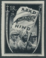 NATIONALES INDIEN VII Ba **, 1943, 1 R. + 2 R. Schwarz Inder Mit Fahne, Ungezähnt, Postfrisch, Pracht, R!, Fotoattest Zi - Besetzungen 1938-45