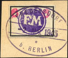 FREDERSDORF Sp 227 BrfStk, 1945, 6 Pf., Rahmengröße 28x19 Mm, Große Wertziffern, Stempel Vom 2. August, Prachtbriefstück - Privatpost