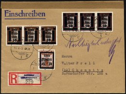 GLAUCHAU 21 BRIEF, 1945, 15 Auf 3 Pf. Braun Mit Je 3x Mi.Nr. 1 Und 3 Auf Einschreibbrief Von WALDENBURG Nach Chemnitz (m - Privatpost