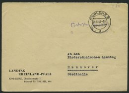 ALL. BES. GEBÜHR BEZAHLT KOBLENZ, 29.8.48, Violetter L1 Gebühr Bezahlt, Brief Feinst - Andere & Zonder Classificatie