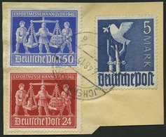 ALLIIERTE BES. 962b BrfStk, 1948, 5 M. Violettultramarin Mit Zusatzfrankatur Auf Briefstück, Pracht, Gepr. Schlegel, Mi. - Altri & Non Classificati