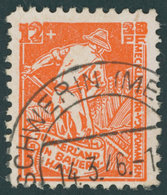 MECKLENBURG-VORPOMMERN 25bI O, 1945, 12 Pf. Lebhaftgelblichrot Junkerland Mit Abart Erstes O In Vorpommern Links Unten O - Altri & Non Classificati