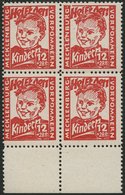 MECKLENBURG-VORPOMMERN 28b VB **, 1945, 12 Pf. Dunkelrosa Kinderhilfe Im Randviererblock, Pracht, Gepr. Kramp, Mi. 320.- - Other & Unclassified