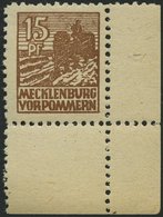 MECKLENBURG-VORPOMMERN 37ye **, 1946, 15 Pf. Orangebraun, Graues Papier, Bogenecke, Pracht, Gepr. Kramp, Mi. (90.-) - Otros & Sin Clasificación