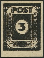 OST-SACHSEN 51cuyDD **, 1945, 3 Pf. Doppeldruck (schwarz Auf Schwarzbraun), Steigende Papierstreifung, Spargummierung, P - Altri & Non Classificati