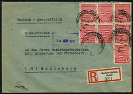 PROVINZ SACHSEN 79Xa BRIEF, 1946, 12 Pf. Dunkelrosarot, Wz. 1X, 7x Auf Einschreibbrief Aus OSCHERSLEBEN, Pracht - Other & Unclassified