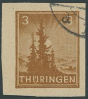 THÜRINGEN 92V2 O, 1946, Versuchsdruck: 3 Pf. Braunocker, Pracht, Gepr. Sturm, Mi. 240.- - Autres & Non Classés