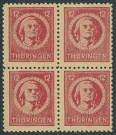 THÜRINGEN 97AXar VB **, 1945, 12 Pf. Karminrot, Vollgummierung, Hellchromgelbes Papier, Dicke Gummierung, Type I, Im Vie - Sonstige & Ohne Zuordnung