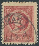 THÜRINGEN 97AXar O, 1945, 12 Pf. Karminrot, Vollgummierung, Hellchromgelbes Papier, Dicke Gummierung, Pracht, Kurzbefund - Autres & Non Classés