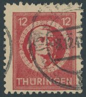 THÜRINGEN 97AXbat O, 1945, 12 Pf. Dunkelbräunlichrot (dunkelbraunrot Quarzend), Gelblichgraues Papier, Ein Fehlender Zah - Andere & Zonder Classificatie