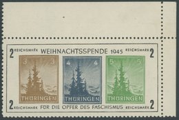 THÜRINGEN Bl. 1xa **, 1945, Block Antifa, Weißes Kartonpapier, Type II, Rechte Obere Bogenecke, Postfrisch, Pracht, Mi.  - Otros & Sin Clasificación