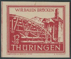 THÜRINGEN 113by **, 1946, 12 Pf. Rot Wiederaufbau, Postfrisch, Pracht, Gepr. Dr. Jasch, Mi. 60.- - Autres & Non Classés