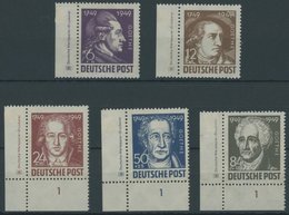 ALLGEMEINE-AUSGABEN 234-38DV **, 1949, Goethe, Vorderseitige Falzreste Im Rand, Marken Postfrisch, Prachtsatz, Mi. 130.- - Other & Unclassified
