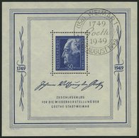 ALLGEMEINE-AUSGABEN Bl. 6 O, 1949, Block Goethe, Sonderstempel WEIMAR, Pracht, Mi. 300.- - Sonstige & Ohne Zuordnung