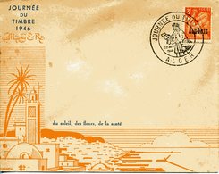 ALGER 1946 JOURNEE DU TIMBRE 1946 Enveloppe Illustrée Facteur Lettre Enveloppe Salie - Brieven En Documenten