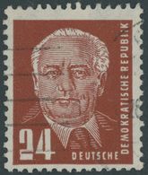 DDR 252aII O, 1950, 24 Pf. Dunkelbraunorange Pieck Mit Plattenfehler 2 Der Wertangabe 24 Eckig, Wellenstempelansatz, Pra - Used Stamps