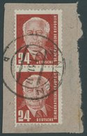 DDR 252c Paar BrfStk, 1950, 24 Pf. Dunkelzinnoberrot Pieck Im Senkrechten Paar Auf Briefstück, Pracht, Gepr. Mayer, Mi.  - Used Stamps