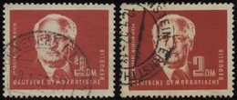 DDR 254ca,cb O, 1950, 2 DM Bräunlichrot Und Schwärzlichorangerot Pieck, 2 Prachtwerte, Gepr. Schönherr, Mi. 62.- - Used Stamps