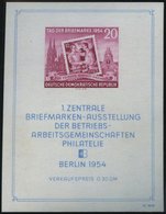DDR Bl. 10III **, 1954, Block Briefmarken-Ausstellung Mit Abart Punkt über Rechtem Oberem Block-Einfassungsornament, Pra - Usati