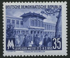 DDR 448bXI **, 1955, 35 Pf. Dunkelblau Frühjahrsmesse, Wz. 2XI, Pracht, Gepr. Schönherr, Mi. 160.- - Usados
