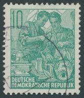 DDR 704BX O, 1959, 10 Pf. Bläulichgrün, Gezähnt K 14, Mit Neu Entdeckter Abart Ohne Vorderseitigem Kreidestrich, Pracht, - Used Stamps
