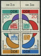 DDR 901-04 VB O, 1962, Weltfestspiele Im Viererblock Mit Tagesstempel, Pracht, Mi. 70.- - Gebraucht