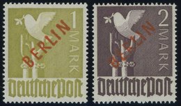 BERLIN 33/4 *, 1949, 1 Und 2 M. Rotaufdruck, Falzrest, 2 Prachtwerte, Fotobefund H.D. Schlegel, Mi. 320.- - Sonstige & Ohne Zuordnung