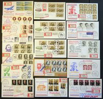 LOTS Aus 422-77 BRIEF, 1972-74, 18 Verschiedene Einschreiben Mit Mehrfachfrankaturen Vom Ersttag, Pracht - Used Stamps