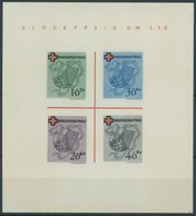 RHEINLAND PFALZ Bl. 1II/IV (*), 1949, Block Rotes Kreuz, Type IV: Fuß Im P In BLOCKPREIS Verkürzt, Pracht, Mi. 110.- - Other & Unclassified