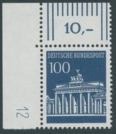 BUNDESREPUBLIK 510DZ **, 1966, 100 Pf. Brandenburger Tor, Linke Obere Bogenecke, Mit Druckereizeichen 12, Pracht, Mi. 85 - Other & Unclassified