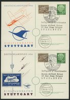 GANZSACHEN PP 8/6,7 BRIEF, 1954, Privatpostkarte 10 Pf. Heuss I, Deutschlandflug 1956 Mit 15 Pf. Zusatzfrankatur Je Nach - Collezioni